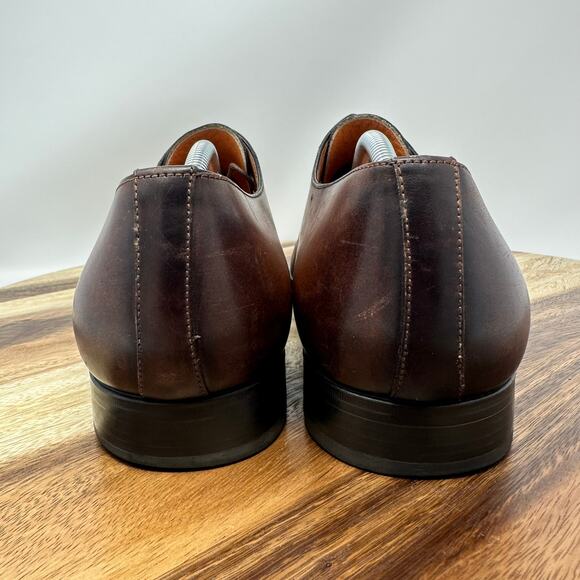 Santoni Induct Men’s Size 11 D Brown Leather Plain Toe Lace Up Derby Dress Shoes - Picture 7 of 10